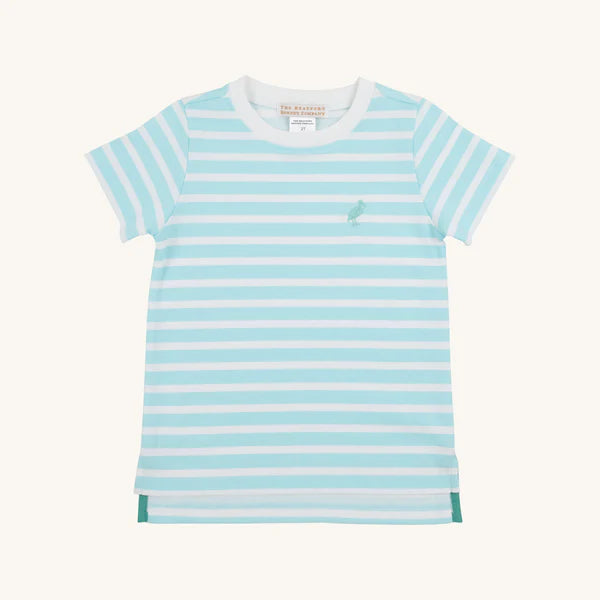 Edisto Egg Blue Stripe with Turks Teal Stork Carter Crewneck