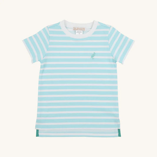 Edisto Egg Blue Stripe with Turks Teal Stork Carter Crewneck