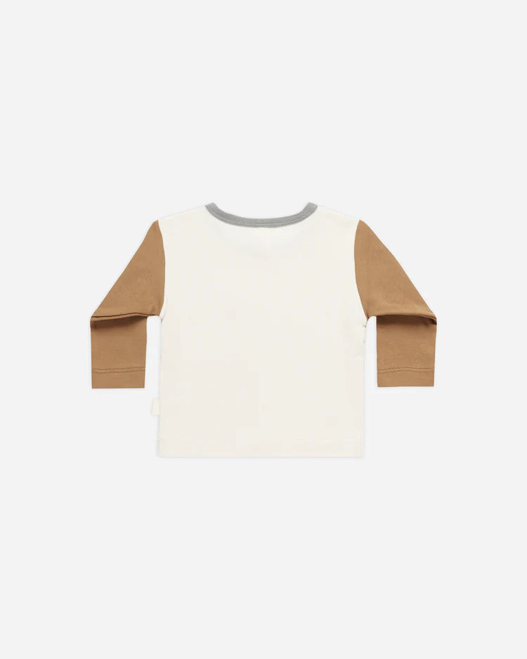 Quincy Mae - Color Block LS Pocket Tee