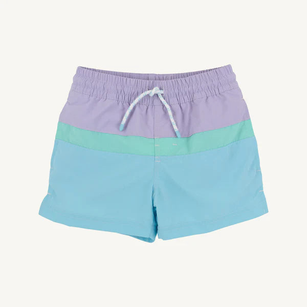 Lauderdale Lavender w/ Turks Teal  Blue Country Club Colorblock Trunks