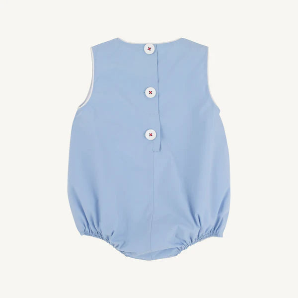 Beale Street Blue Critter Benjamin Bubble featuring sailboats, by The Beaufort Bonnet Company, shown from the back.