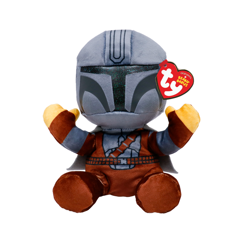Ty The Mandalorian plush toy featuring the iconic character from the Star Wars series, soft fabric and detailed design.