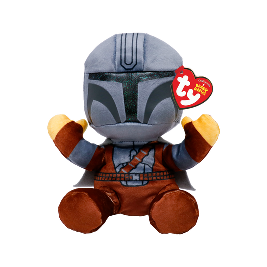 Ty The Mandalorian plush toy featuring the iconic character from the Star Wars series, soft fabric and detailed design.
