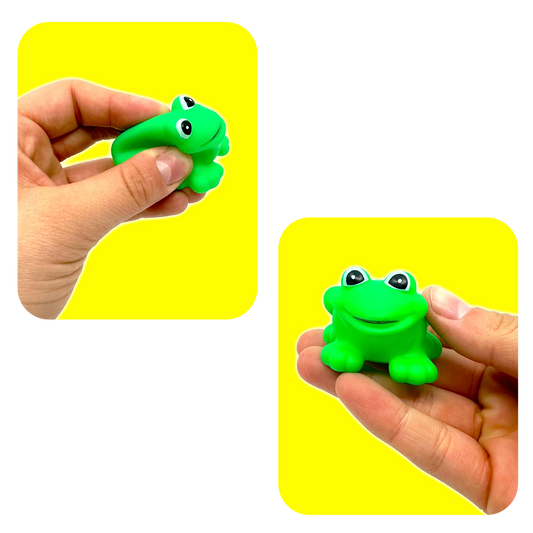 Bright green squeaking frog toy from Novelty Brands with a fun, playful design, perfect for kids and sensory play.
