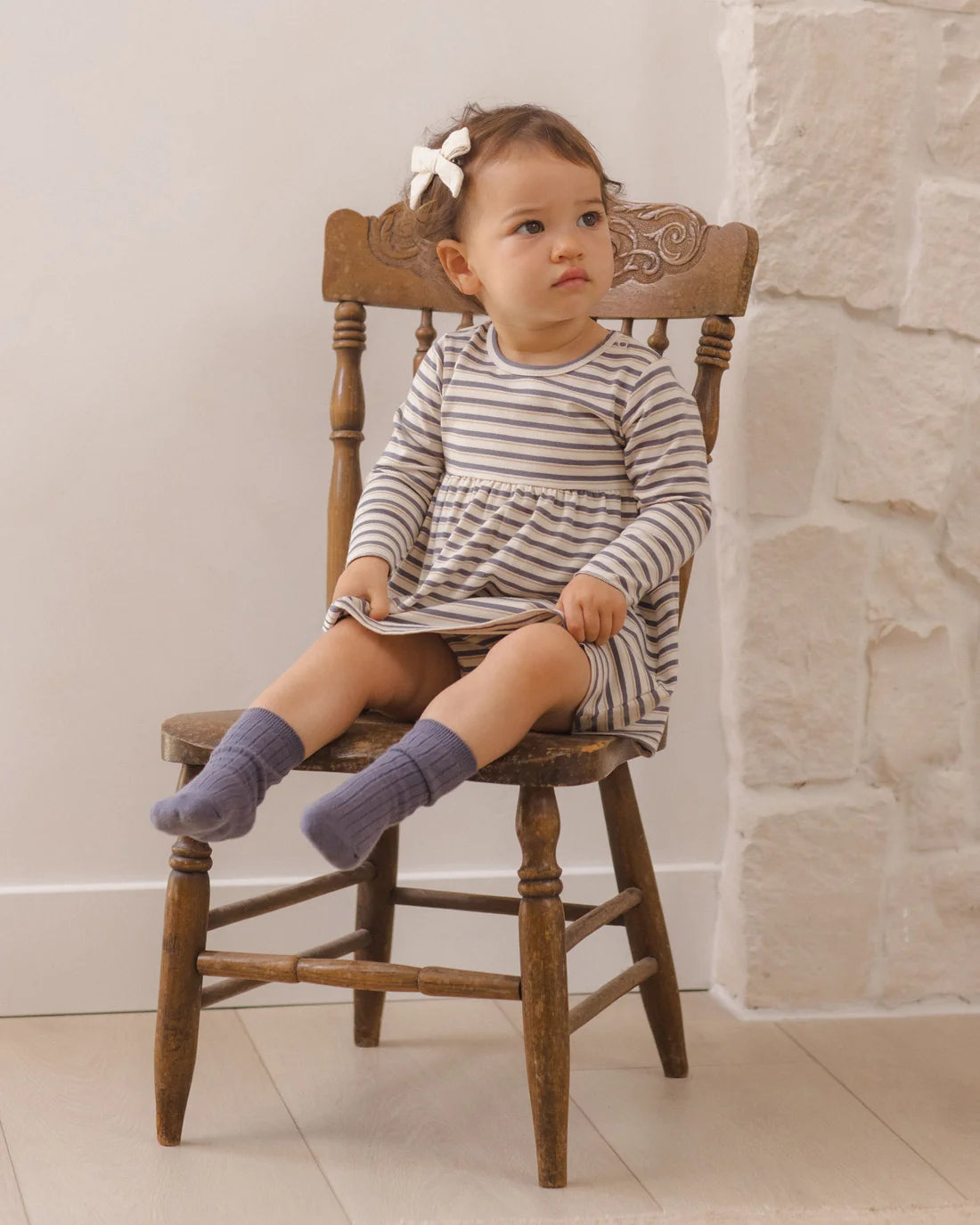 Vintage Stripe Long Sleeve Baby Dress