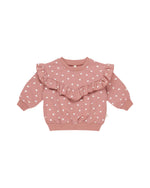 Quincy Mae - Lipstick Hearts Ruffle Sweatshirt