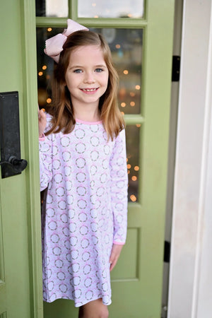 James & Lottie - Pink Wreath Knit Rosie Knit Dress