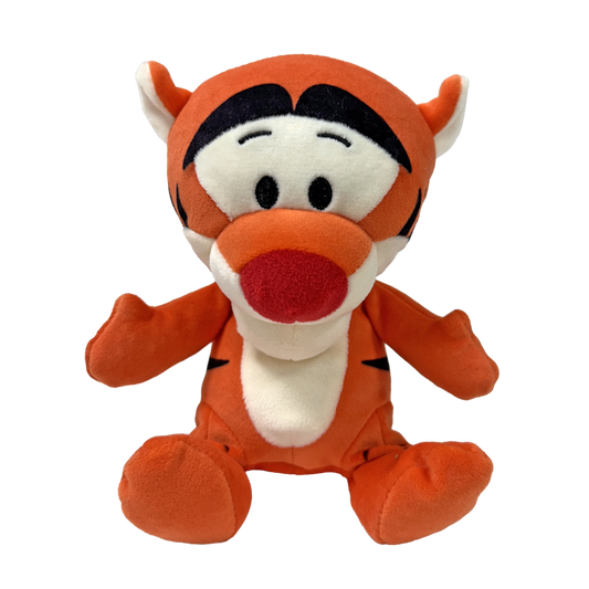 Soft plush Tigger toy by Ty featuring bright orange fur, black stripes, and a cheerful expression, perfect for cuddling.