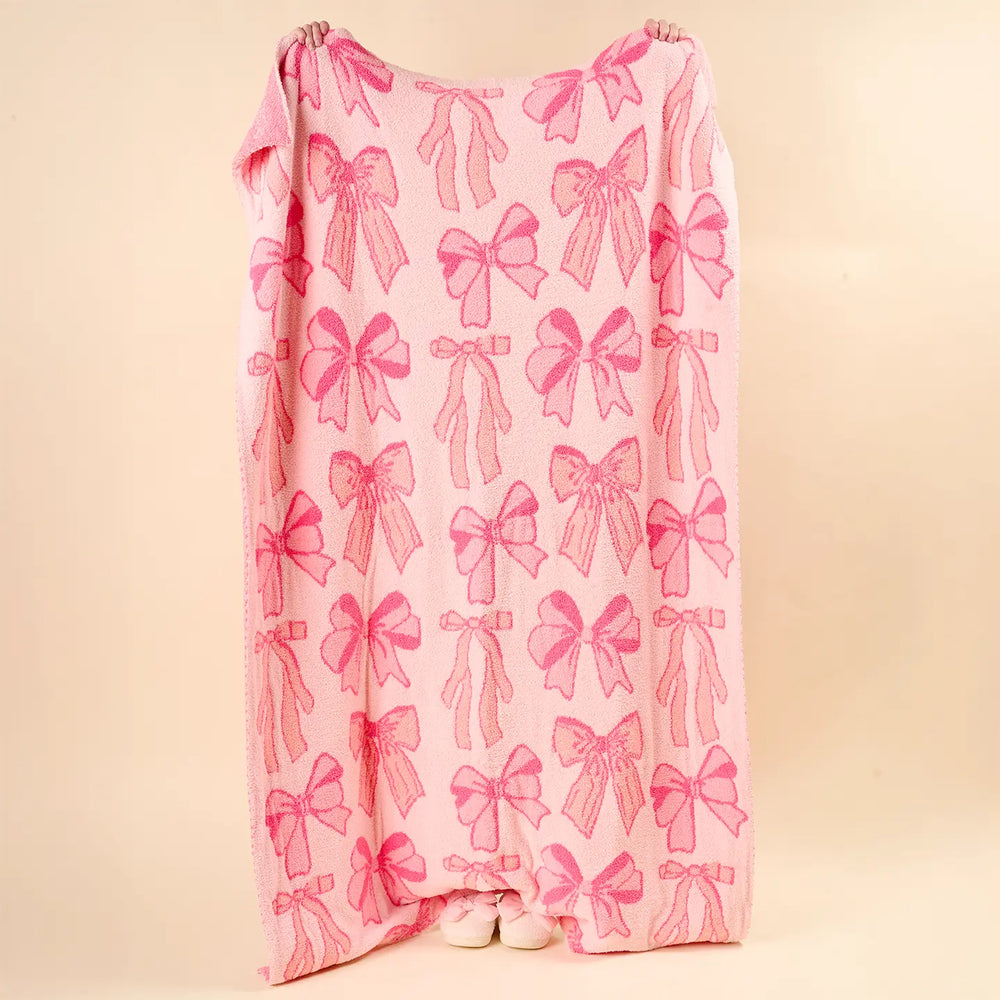 The Darling Effect - Cozy Dreams Luxe Blanket-Blushing Bows Pink