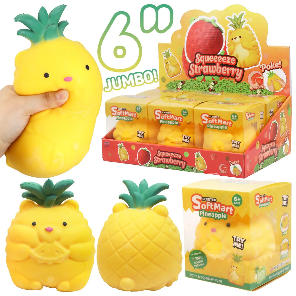 Jumbo 6 Inch Pineapple Hamster Tpr Squishy