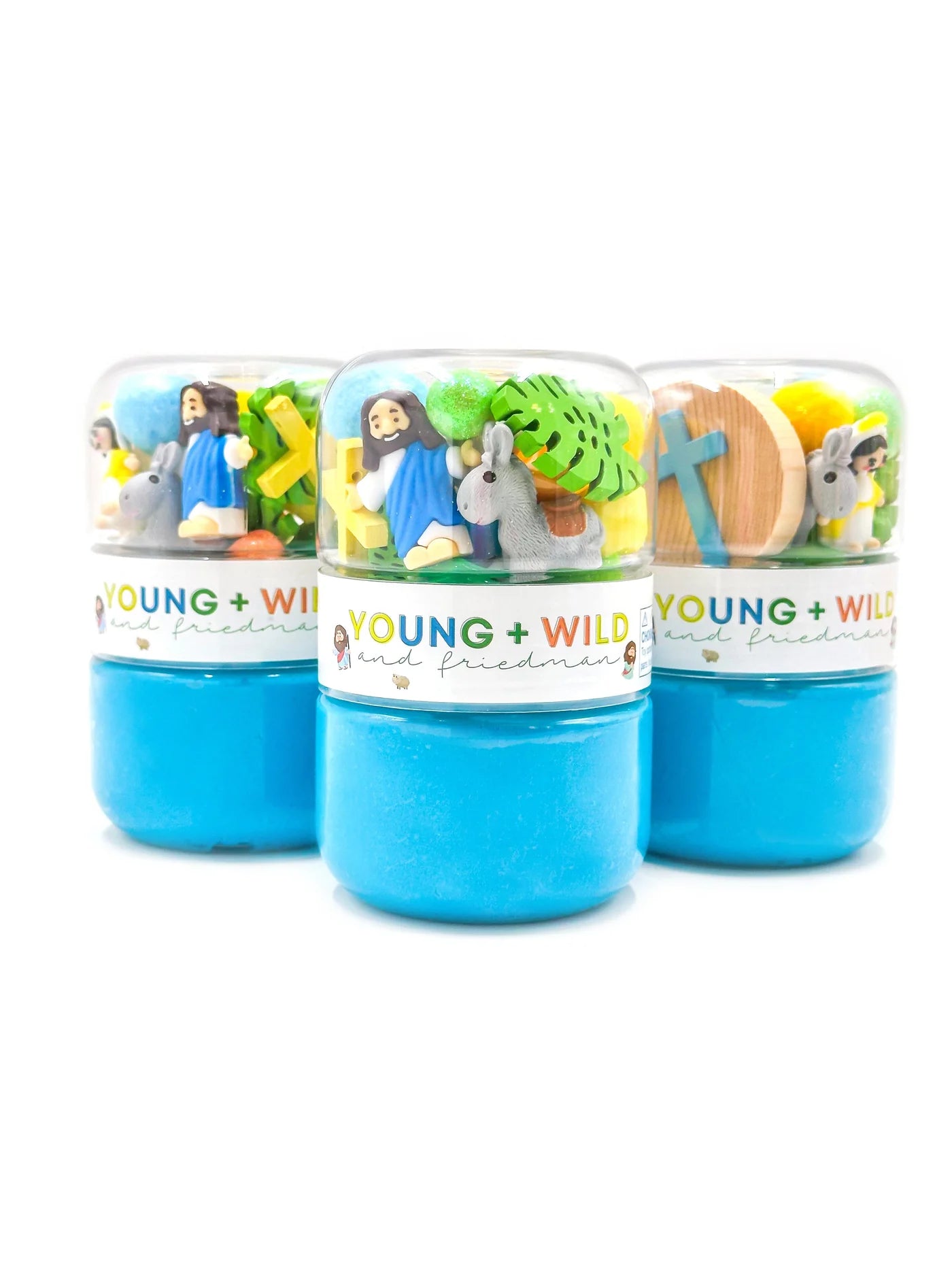 Colorful Easter Grab & Go Dough Jar by Young Wild and Friedman filled with vibrant, ready-to-use playdough.
