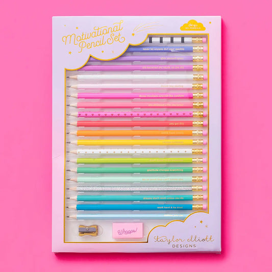 Taylor Elliot Designs - Pencil Set - Motivational - Asst Colors - 22 Pc Set