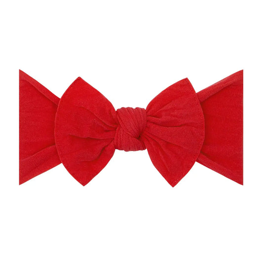 Cherry red Baby Bling Bows nylon knot headband with soft, stretchy fabric for babies and toddlers.
