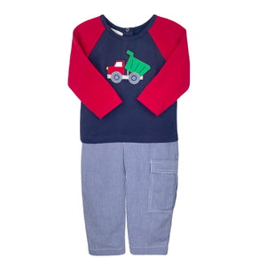 Petit Ami  - Dump Truck Applique Top & Pant Set