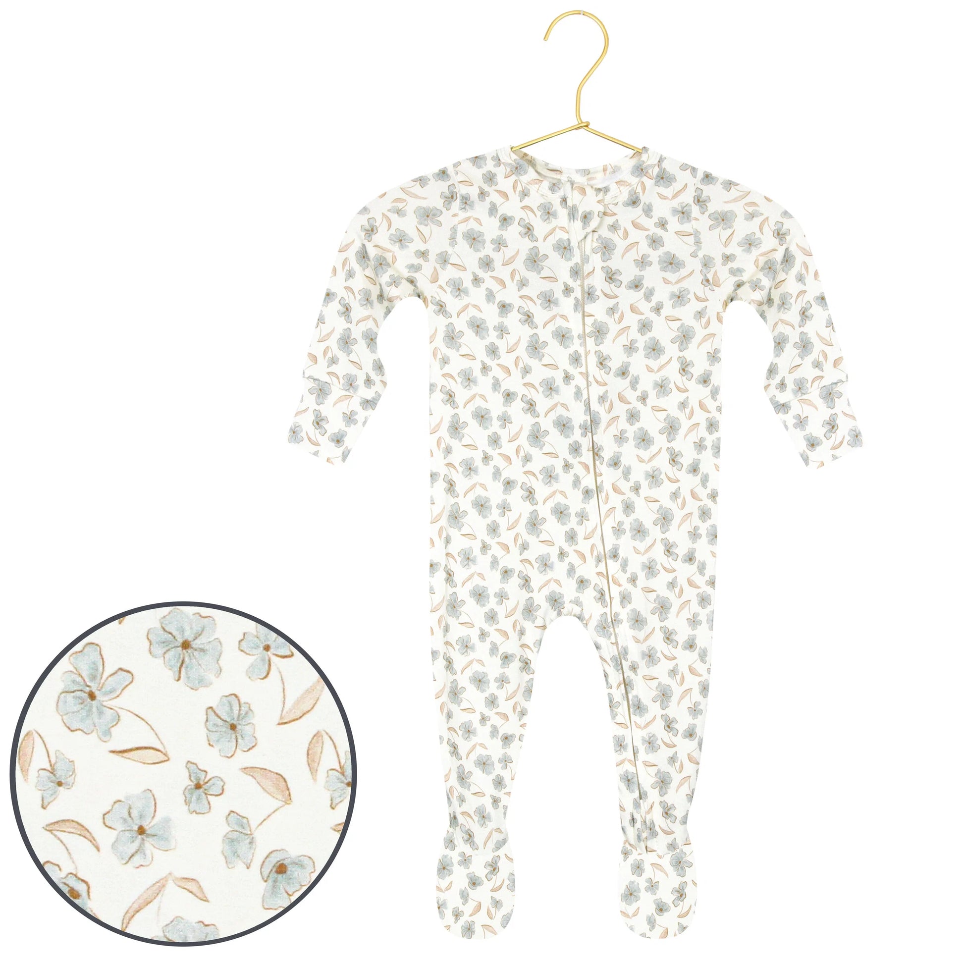 Lou Lou & Co Faye Zipper Footie in soft fabric, featuring a zipper closure, designed for comfortable baby or toddler wear.