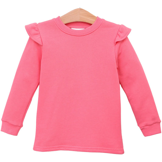 Hot Pink French Terry Flutter Pullover