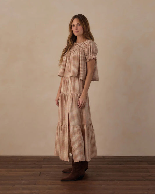 Women's Fawn Gingham Tiered Midi Skirt