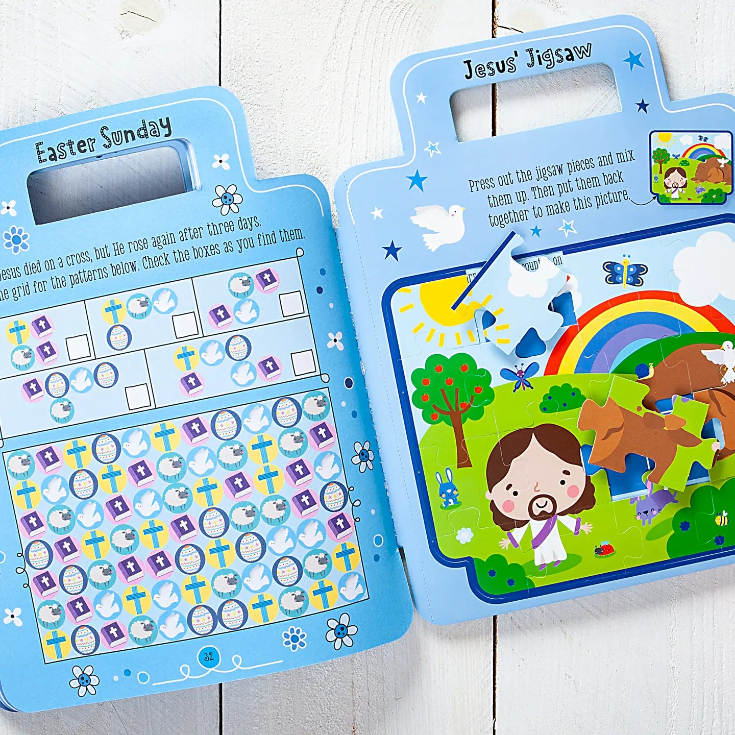 My Bible backpack activity book by BroadStreet Publishing Group, LLC, featuring colorful illustrations and interactive religious activities.