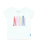 Feather 4 Arrow - White Rainbow Surf Crop Tee