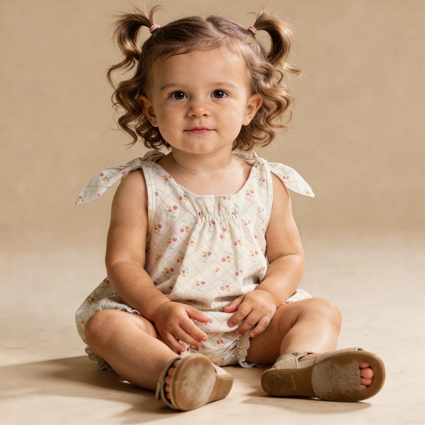 Spring Weave Organic Tie Shoulder Bubble Romper