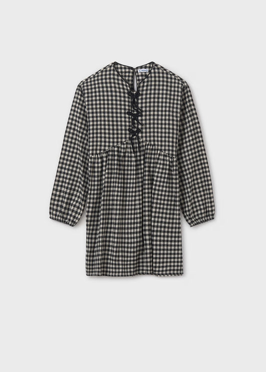 Black Check Bow Front Dress