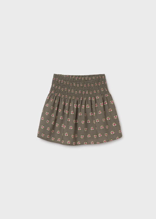 Olive Green Floral Skirt