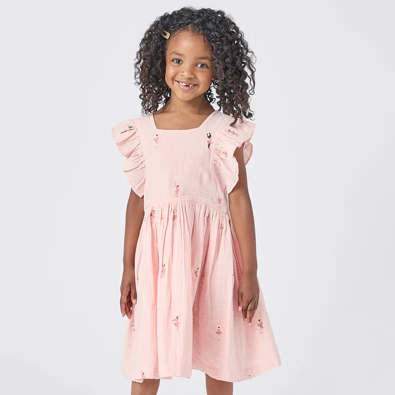 Pink Chicken - Girls Elsie Dress - Ballerina Embroidery