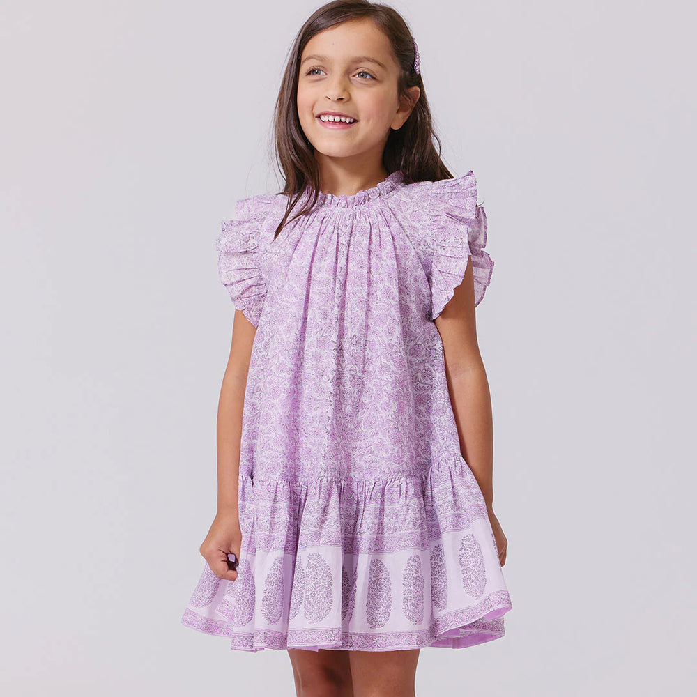 
            
                Load image into Gallery viewer, Pink Chicken - Lavender Garden Floral Girls Harper Dress
            
        
