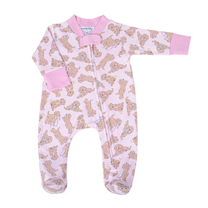 Magnolia Baby - Golden Pup Pink Zipper Footie