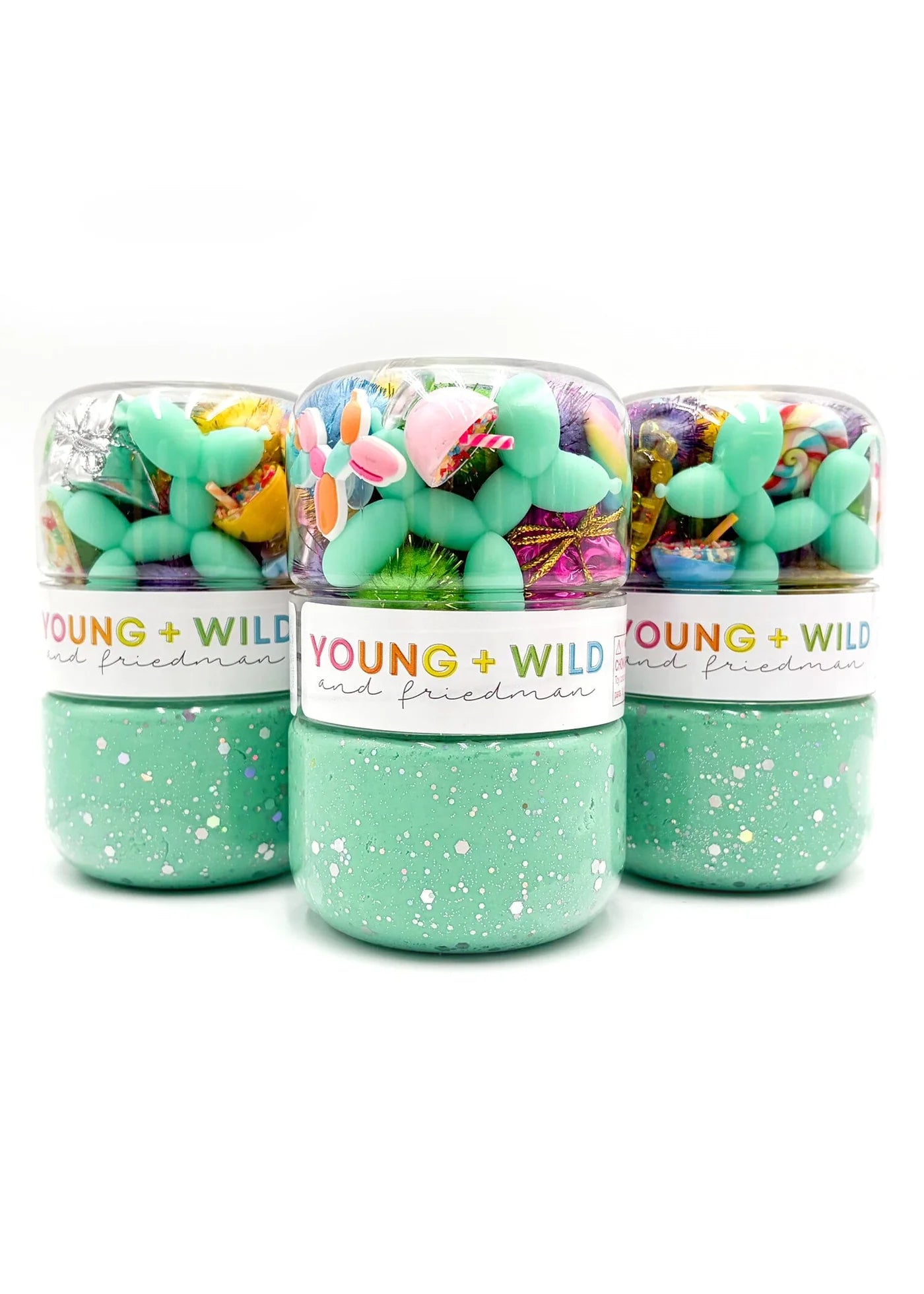 Young Wild and Friedman Birthday Grab & Go Dough Jar with colorful birthday-themed packaging and playful dough inside.