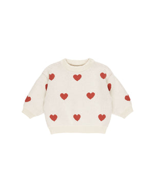 Quincy Mae - Heart Knit Sweater || Natural