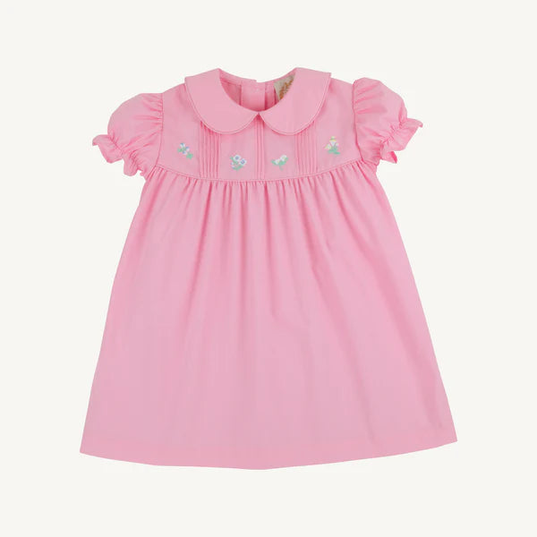Pink Holly Day Dress by The Beaufort Bonnet Company featuring floral embroidery and a festive pier party theme for girls.
