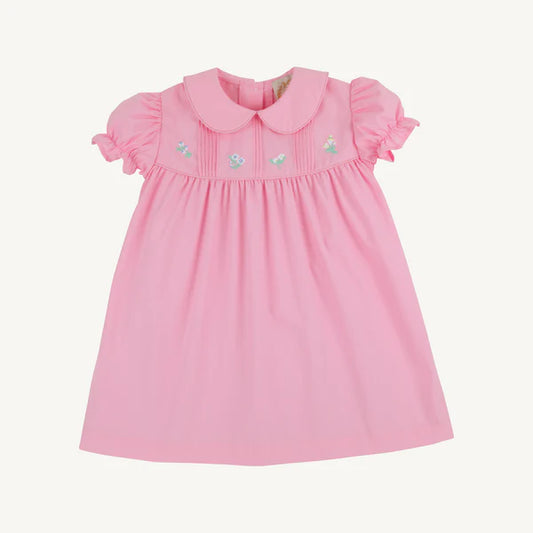 Pink Holly Day Dress by The Beaufort Bonnet Company featuring floral embroidery and a festive pier party theme for girls.