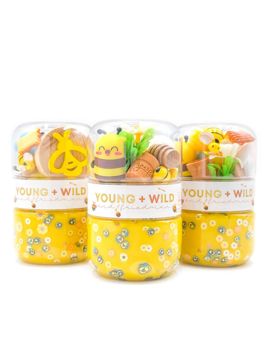 Honey Bee Grab & Go Dough Jar by Young Wild and Friedman, featuring a colorful design with dough for creative play.