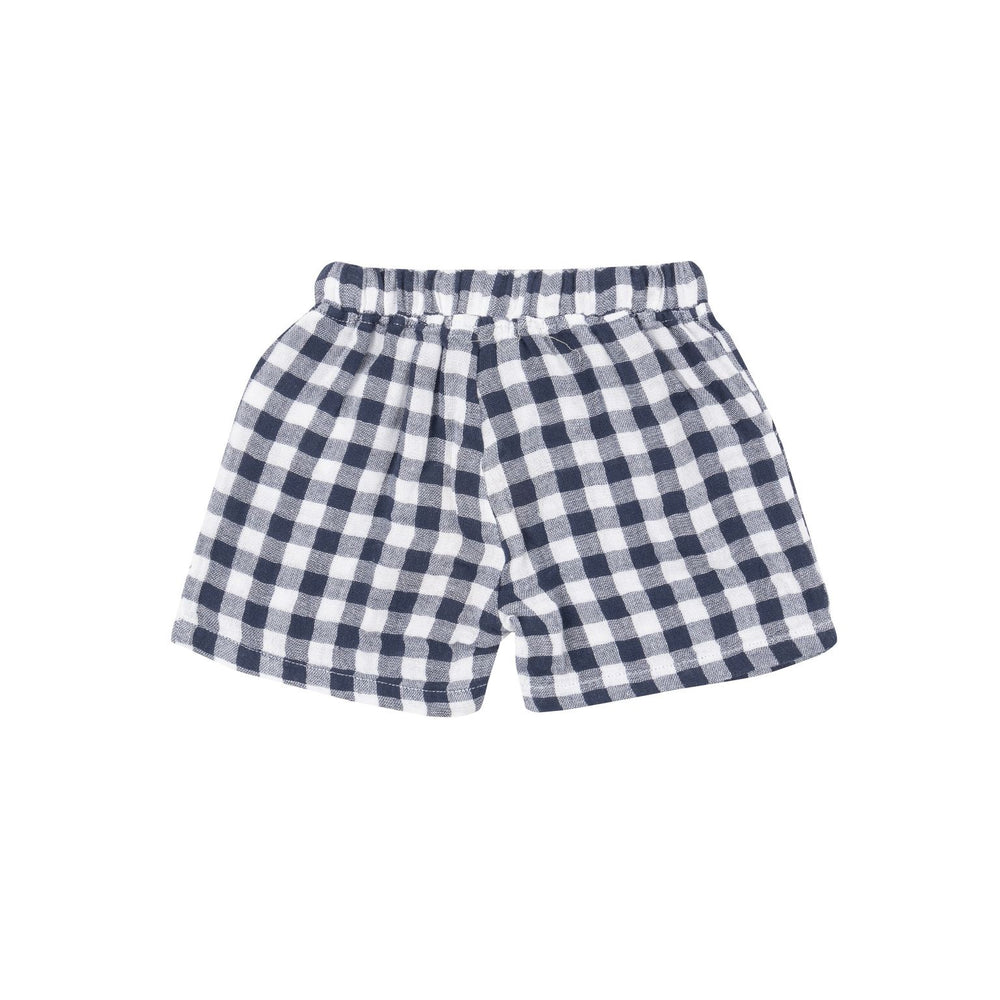 Angel Dear - Navy Gingham Muslin Shorts