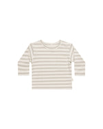 Quincy Mae - Grey Stripe LS Pocket Tee