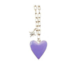 Treasure Jewels - Enamel Heart/Star Necklace Purple J2