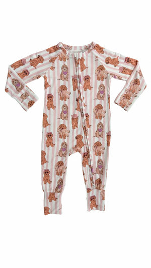 In My Jammers - Pink Puppy Zipper Romper