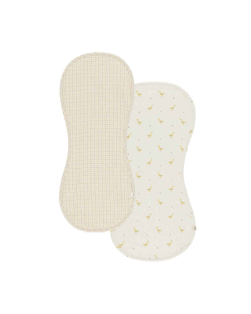 Quincy Mae - Geese/Yellow Plaid 2 Pack Burp Cloth