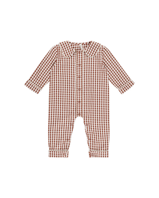 Rylee & Cru - Brick Gingham Baby Pajama Romper