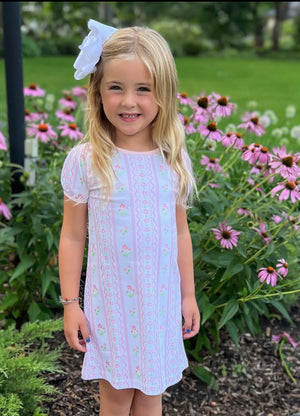 James & Lottie - Pink Floral Scallop Play Dress