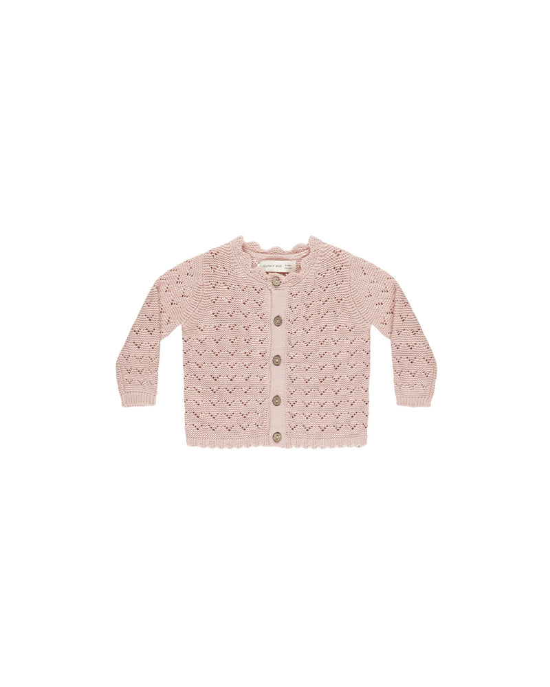 Quincy Mae - Bubblegum Scalloped Cardigan