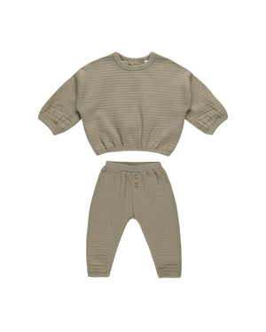 Quincy Mae - Olive Textured Sweat Set