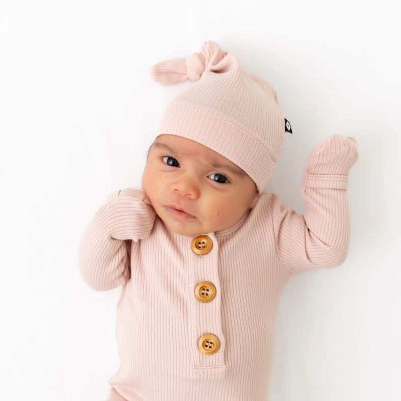 Kyte Baby - Ribbed Knotted Gown with Hat Set - Blush