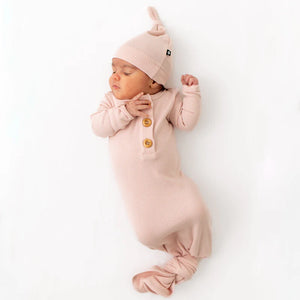 Kyte Baby - Ribbed Knotted Gown with Hat Set - Blush