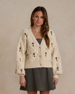 Rylee & Cru - Women's Winter Floral Embroidery Boxy Crop Cardigan