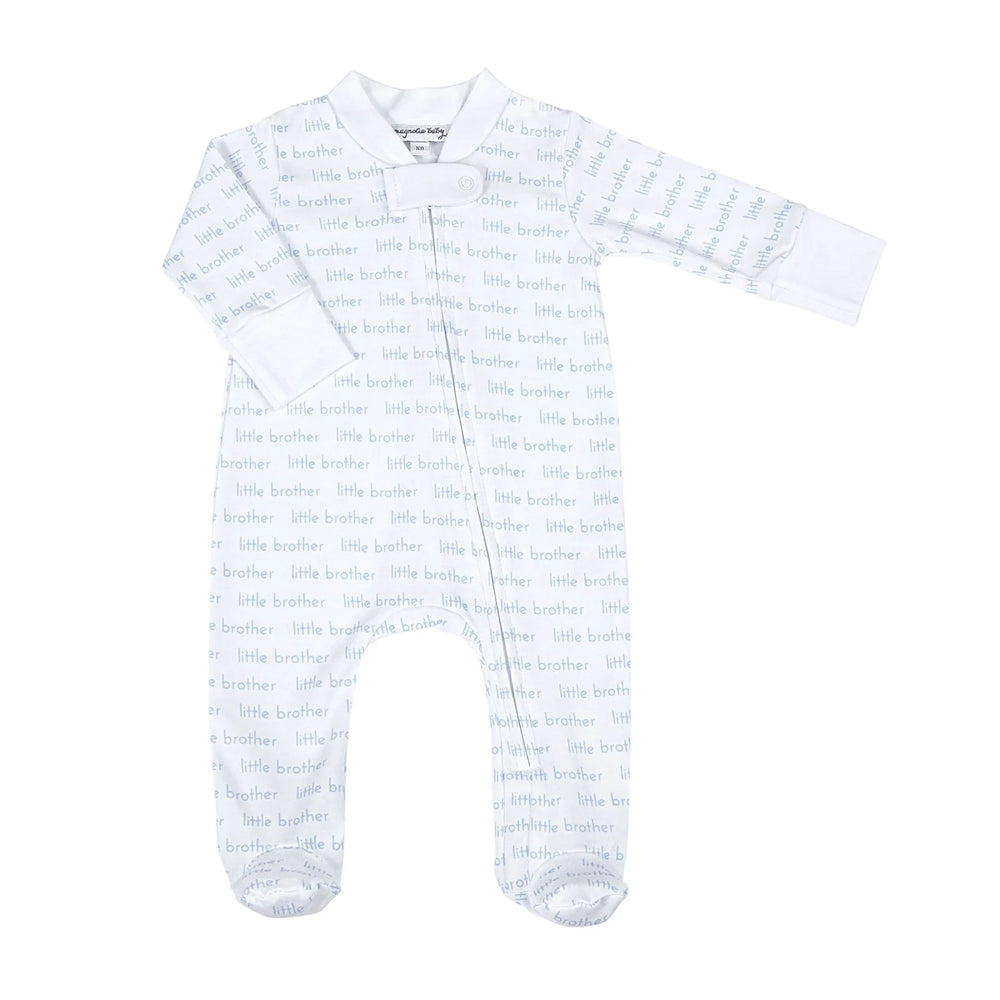 Magnolia Baby - Little Brother Print Zip Footie