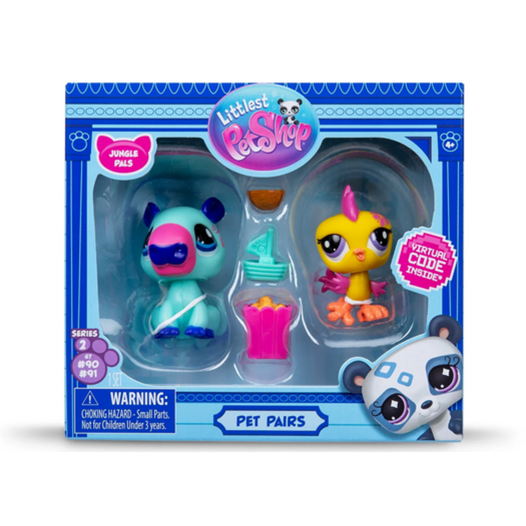 Littlest Pet Shop Pet Pairs Assortment Wave 2 featuring colorful mini pet figures in various poses and accessories.