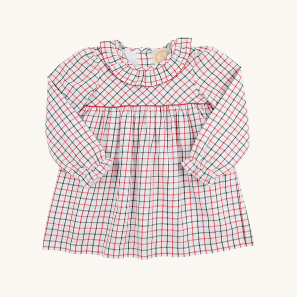 Old Town Tattersall/Richmond Red Long Sleeve Ramona Ruffle Dress