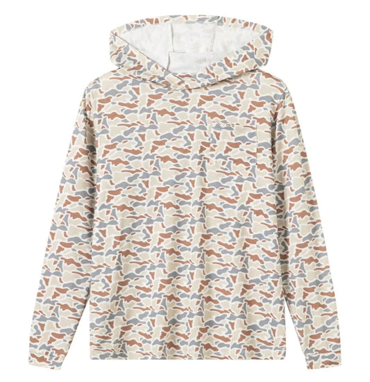 Meripex Badlands Camo Lightweight Hoodie in camo print, showing front view with hood and long sleeves, casual outdoor style.